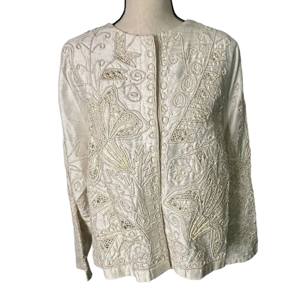 Sandy Starkman Skirt Set Womens‎ 1X White 100% Silk Beaded 3 Piece Vintage - Picture 4 of 16